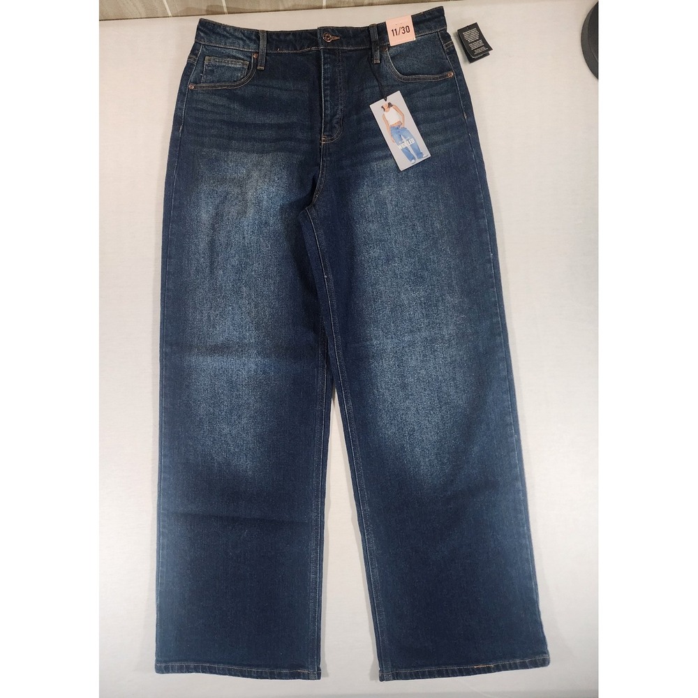 Celebrity Pink Slouchy Wide Leg Jeans NEW Women 11/30 Blue Denim High Rise Baggy